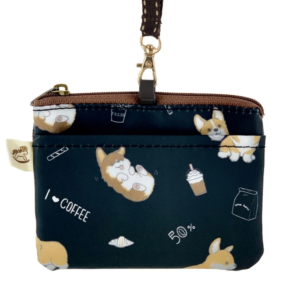 Waterproof Corgi Coffee Coin Purse & Card Pouch Holder